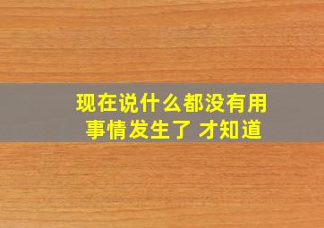 现在说什么都没有用 事情发生了 才知道